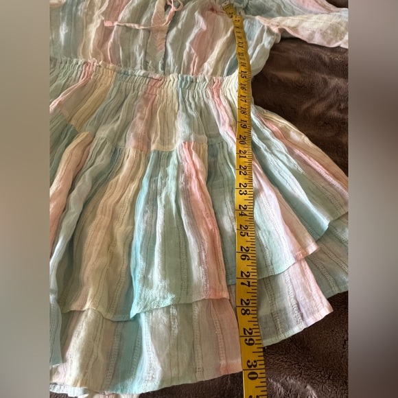 LoveShackFancy Banou Rainbow Long Sleeve Mini Dress With Metallic Detailing sz M - Picture 16 of 16